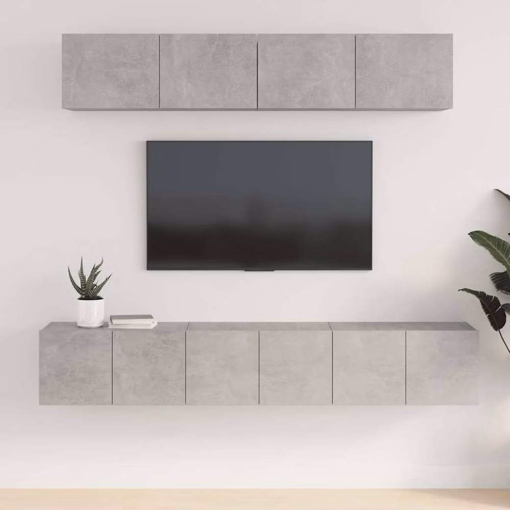 Berkfield Home 5 Piece Concrete Grey Engineered Wood TV Cabinet Set – 2
