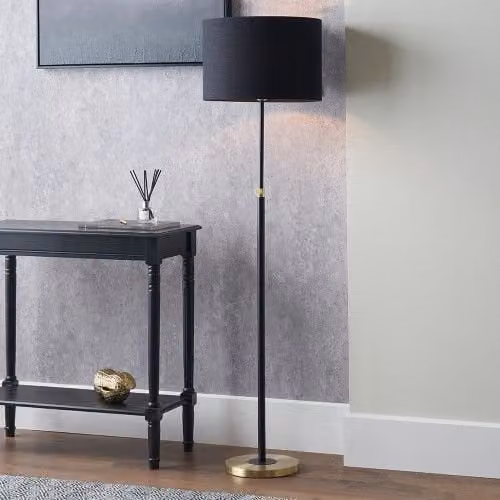 Ruma Black and Gold Adjustable Height Metal Floor Lamp
