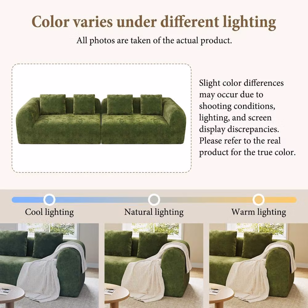 Dprodo Modular L-Shape Chenille Sectional Sofa in Green with Scatter Cushions – 6