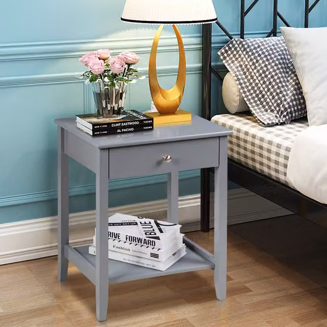 Costway Modern Square Side Table in Grey