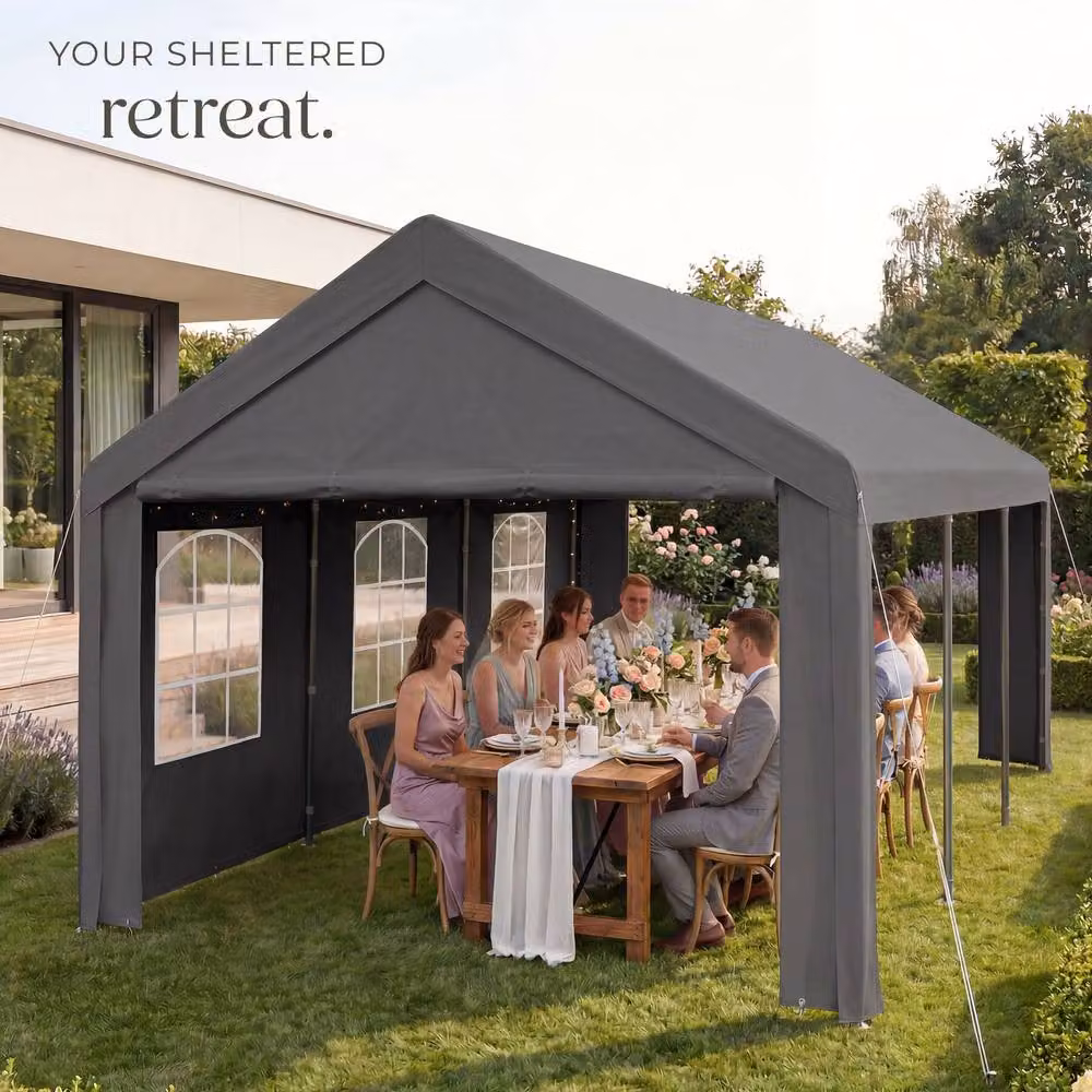 tectake Jasko Gable Gazebo in Grey – 6