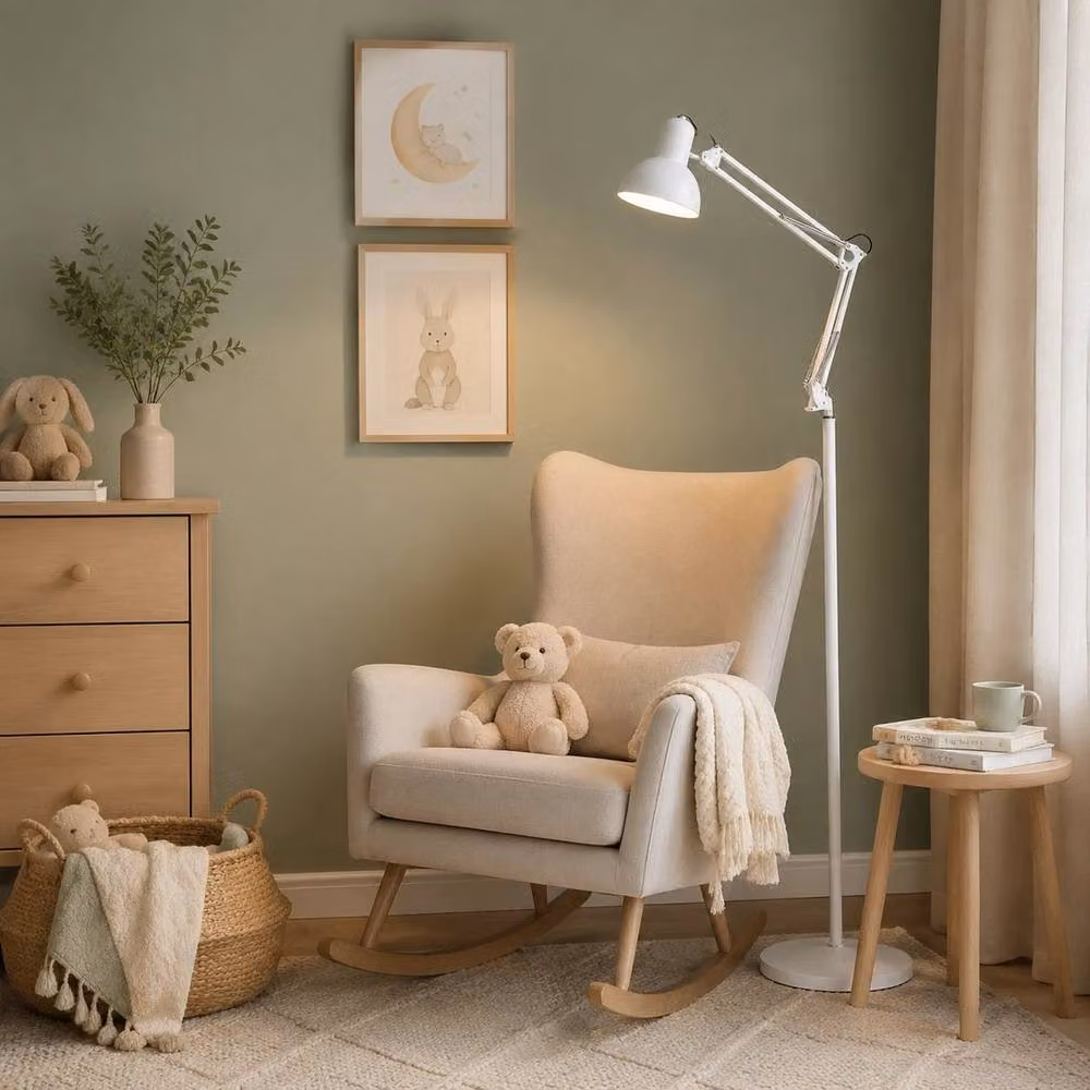 PAWNORA LED Floor Lamp with Adjustable Flexible Swing Arms in White – 3