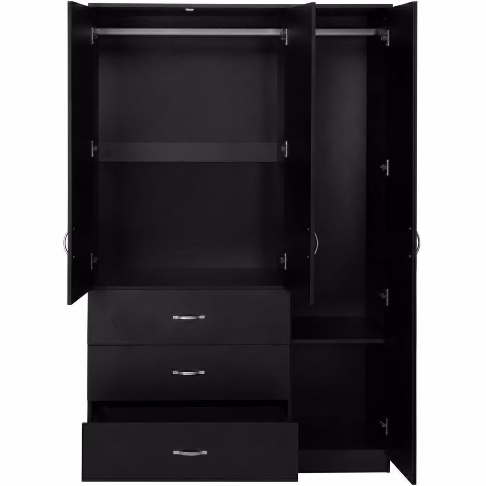 Vida Designs Riano Black Mirrored 3 Door 3 Drawer Wardrobe – 4