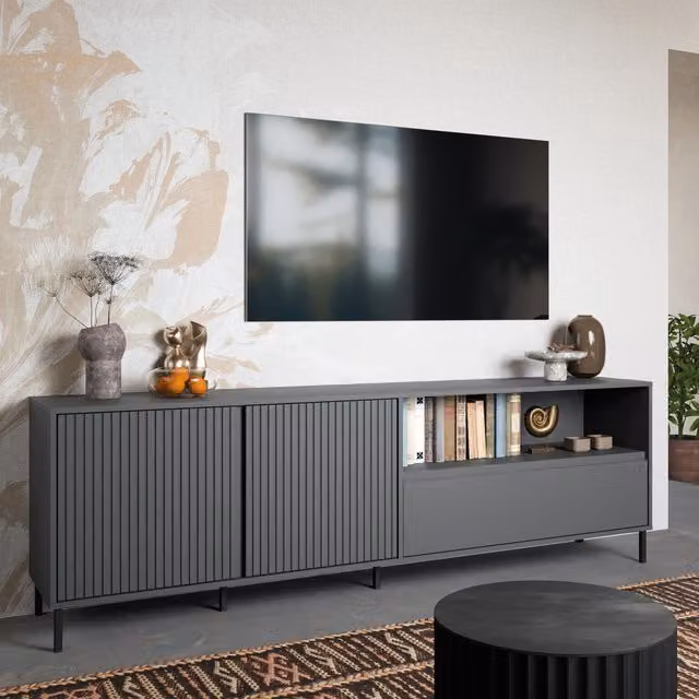 Furniture To Go Avenale TV Cabinet with 2 Doors and 1 Drawer in Anthracite Grey