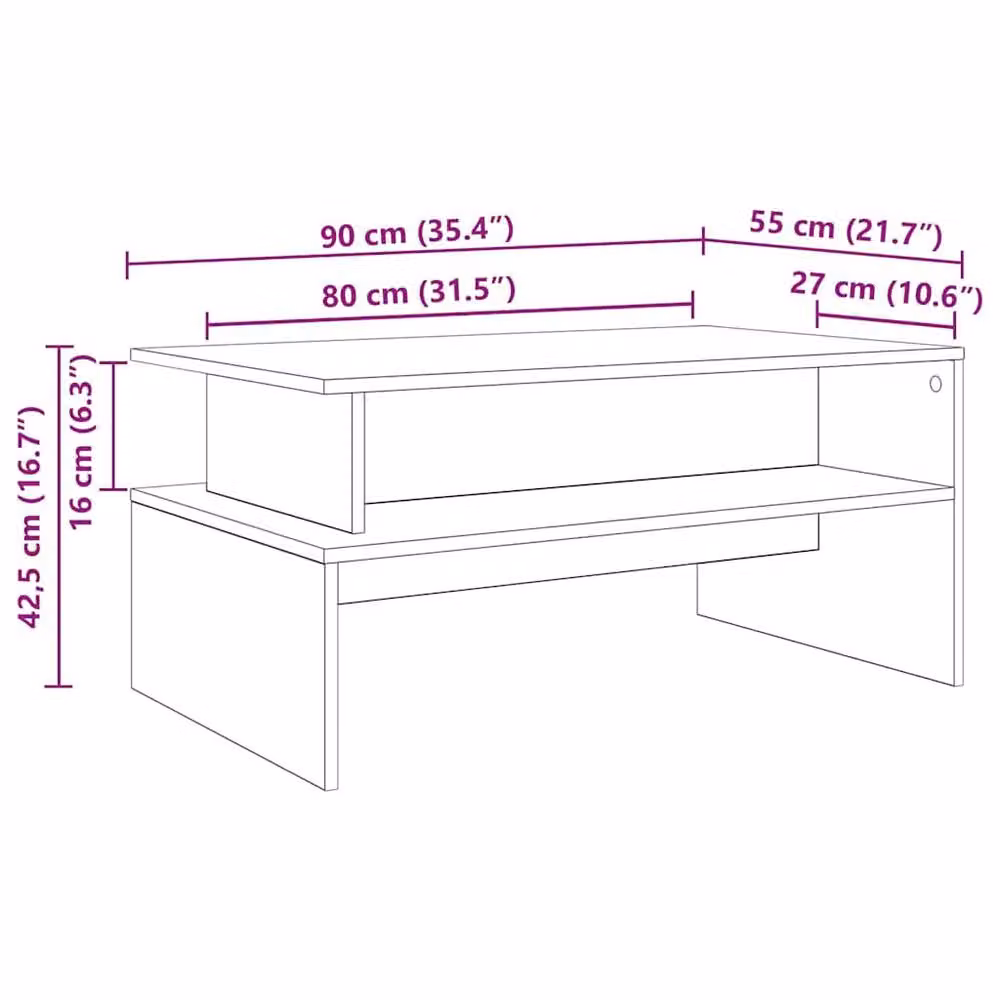 Berkfield Home Traditional Coffee Table in Brown, W/D/H: 90 x 55 x 42.5 cm – 6