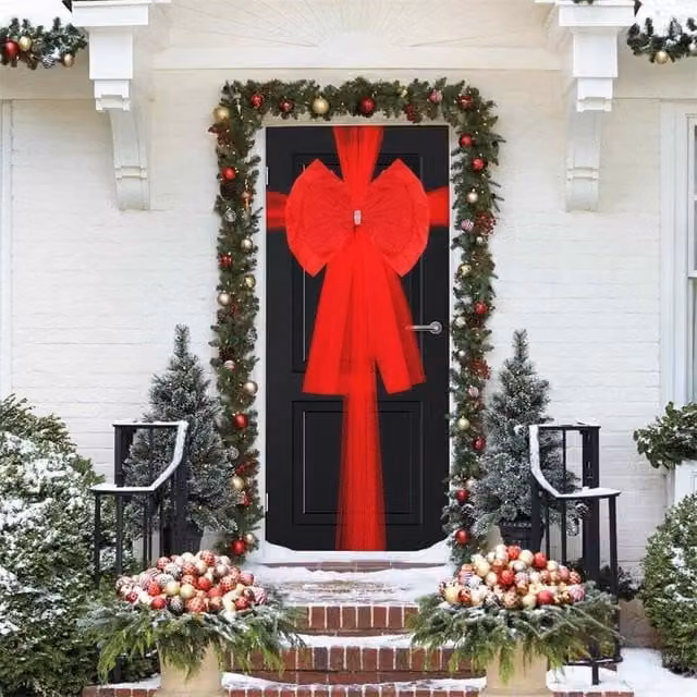 AKA Traditional Red Christmas Door and Window Hanging Bow Decoration
