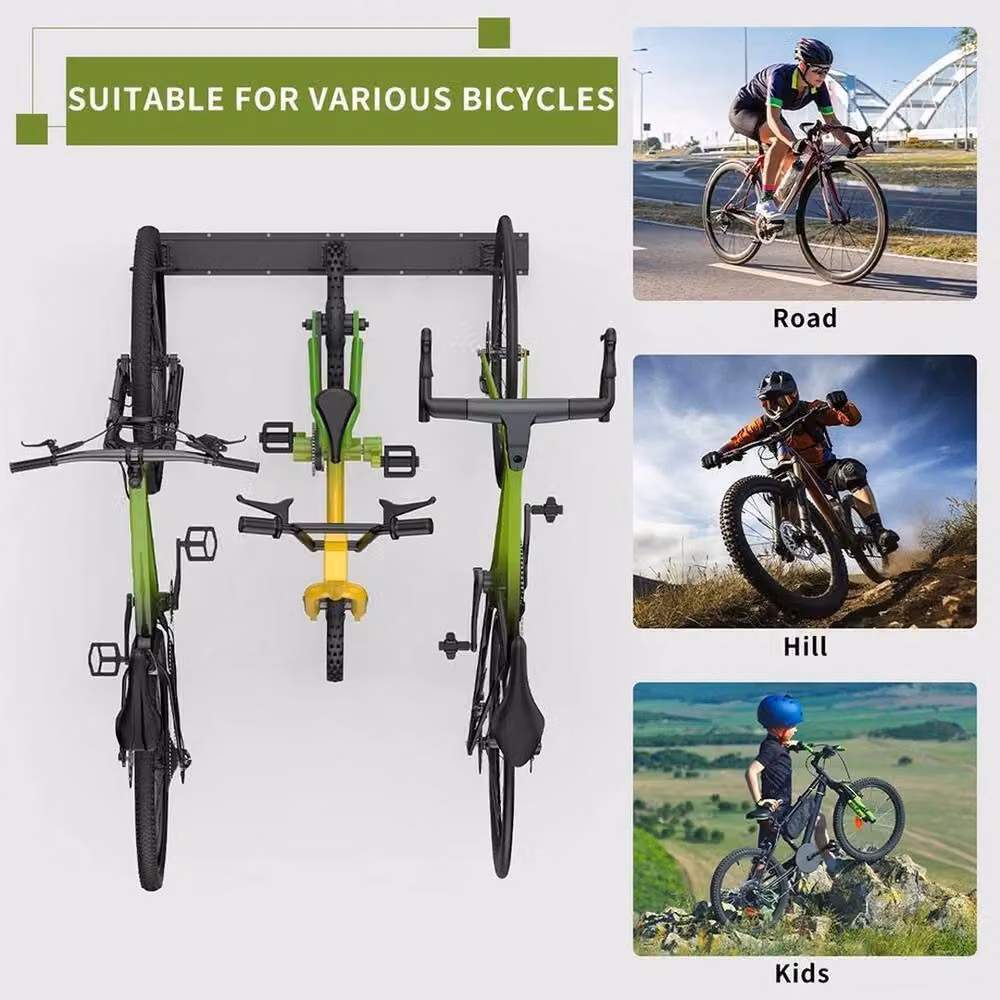 FORGEVIO Black Metal Bike Storage Rack for 4 Bikes and 3 Helmets, Width: 81.28 cm – 4