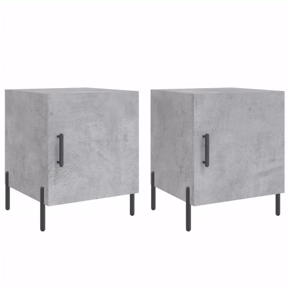 Berkfield Home Modern Bedside Cabinets, 2 Piece, Concrete Grey, W/D/H: 40 x 40 x 50 cm – 2