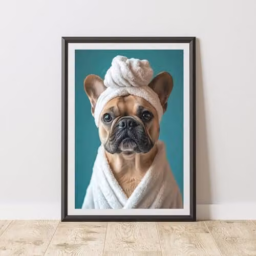 60 Second Makeover French Bulldog Animal Print Paper Poster, Multicolour, W: 21.0 cm, H: 29.7 cm