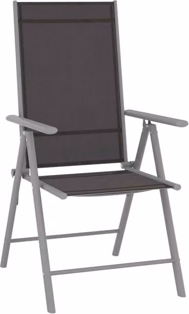 Berkfield Home Set of 6 Folding Garden Chairs in Black Textilene with Metal Frame