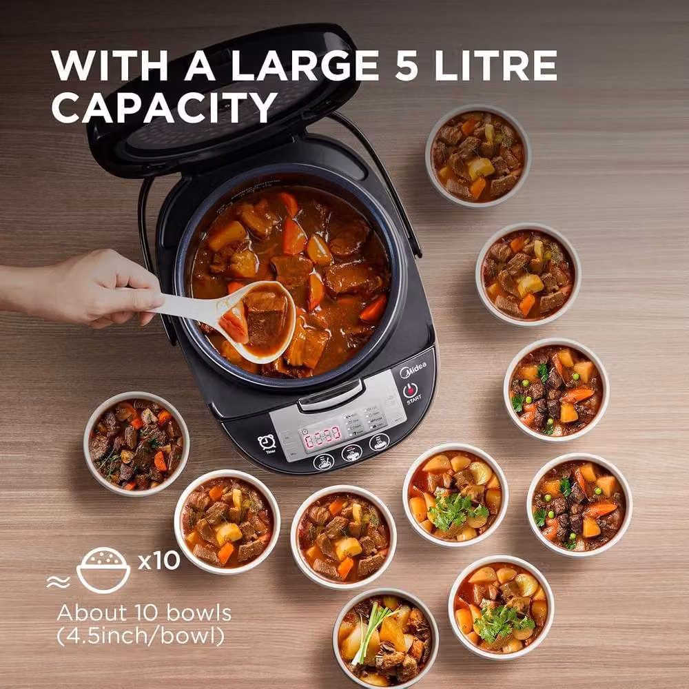 Midea 5L 10-cup Rice Cooker with Steamer and 11 Functions in Black – 2