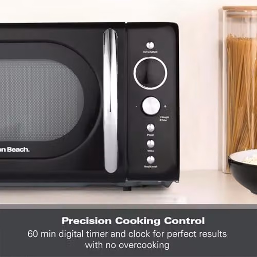 Hamilton Beach 20L Retro Solo Microwave with LED Display and Child Lock, Black – 7