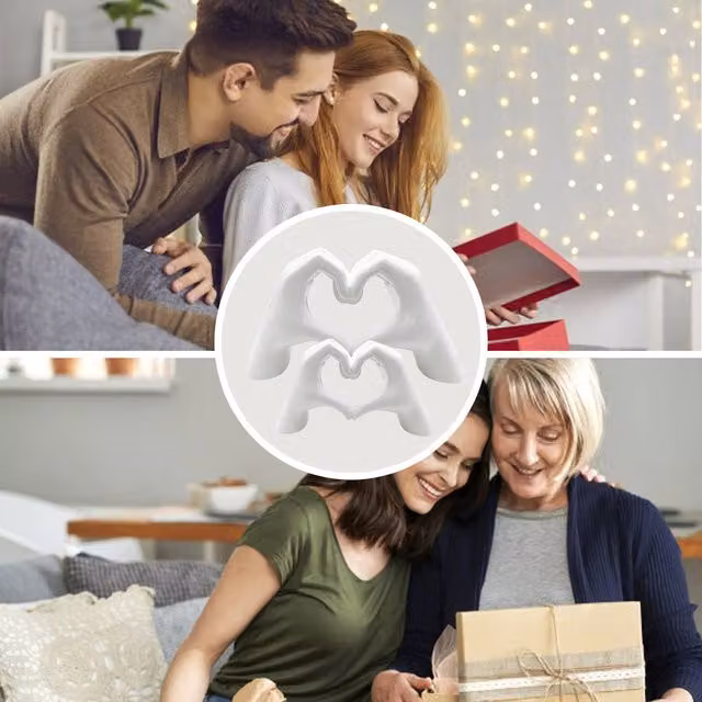 Huhote Resin Heart Hands Love Gesture Sculpture Set of 2 in White – 1