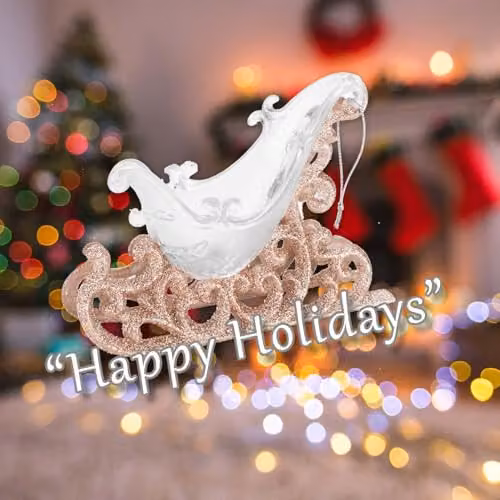 VFM e-Store Large Glitter Sleigh Christmas Tree Hanging Ornament, Gold, 14 cm – 4