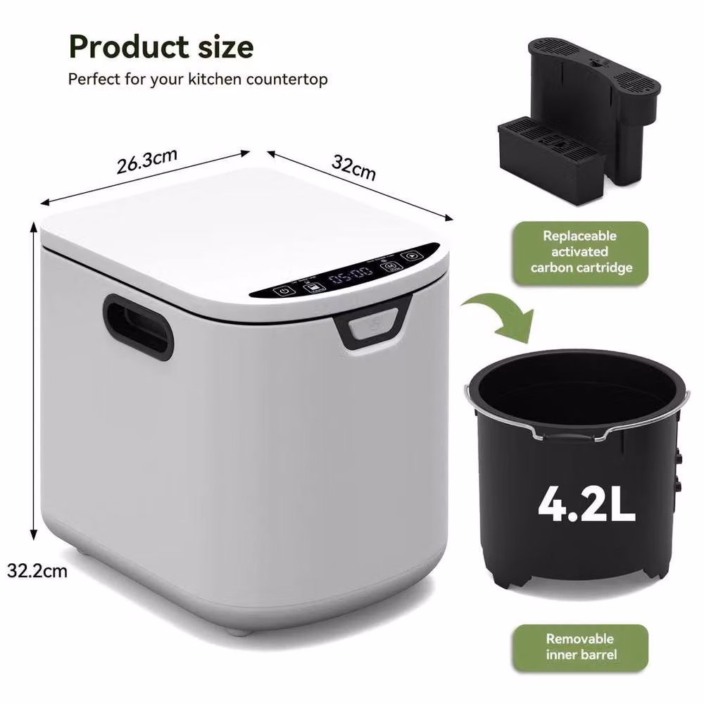 PAWNORA 4L Electric Kitchen Composter in White – 2