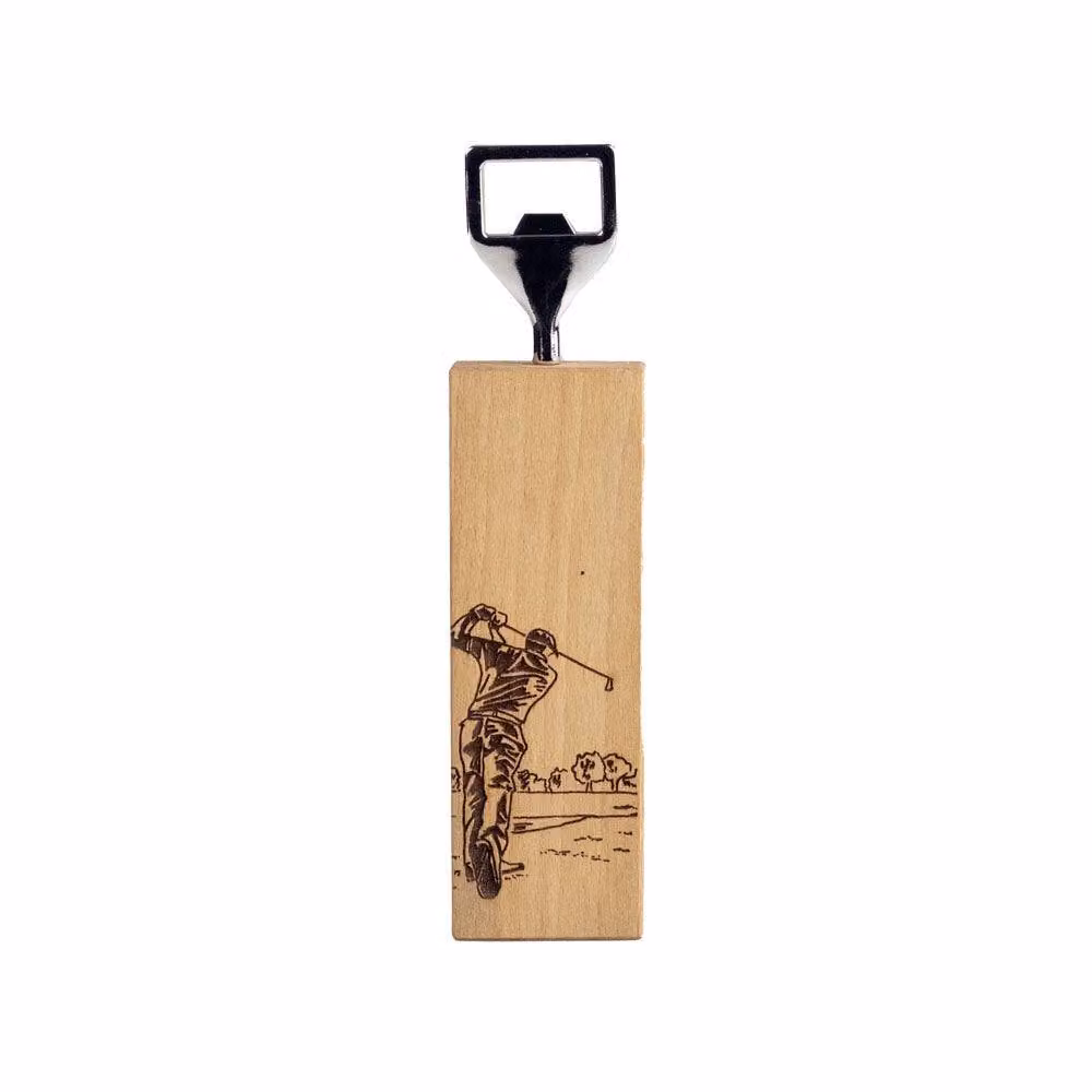 Selbrae House Golf Beech Wood Bottle Opener in Sand and Brown – 2