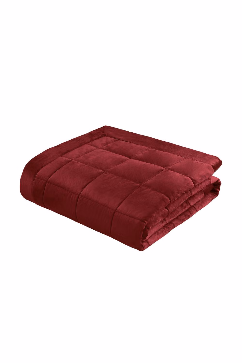 Catherine Lansfield Kingsley Matt Velvet Quilted Bedspread in Burgundy, W x D: 220 x 220 cm – 2