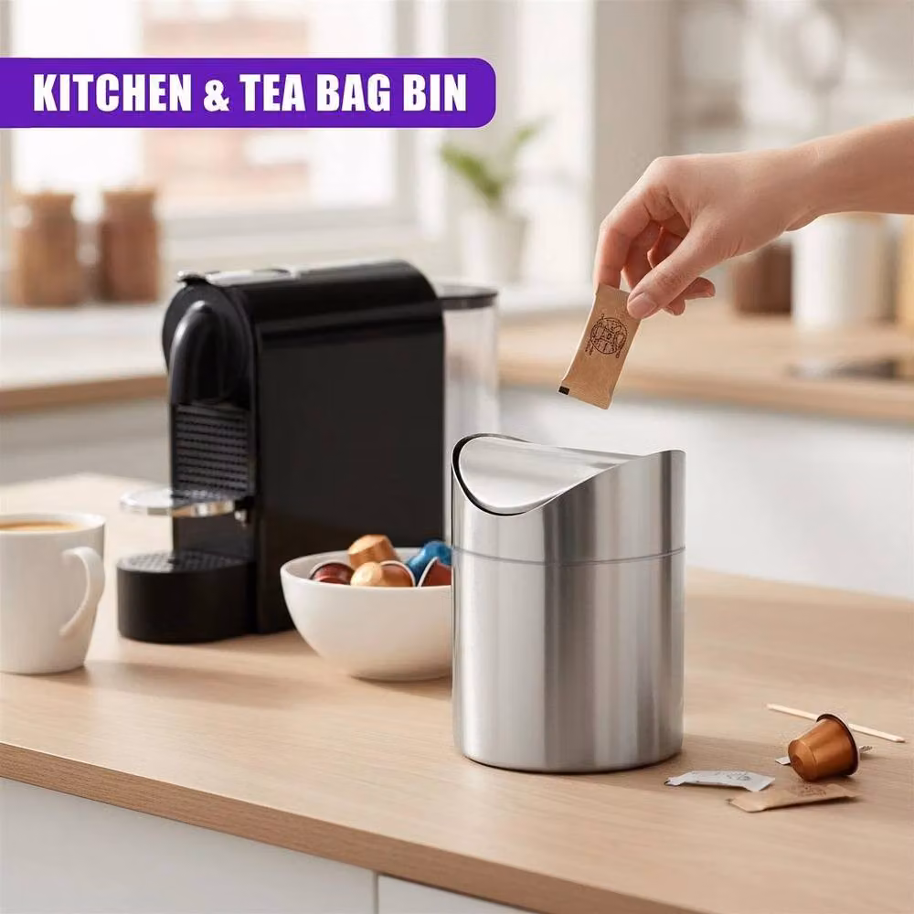 SPETLEK Mini Stainless Steel Bin with Swing Lid in Silver – 2