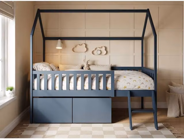 Flair Explorer Single Mid Sleeper Bed with Toy Box in Blue, W/D/H: 196.0 x 124.5 x 169.0 cm – 1