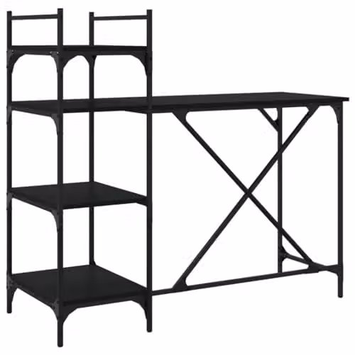 vidaXL Computer Desk with Shelves, Black, W/D/H: 120 x 47 x 109 cm – 1