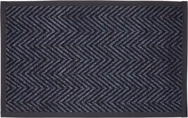 Livingandhome Rectangular Non-Slip Brushing PVC Doormat in Black and Grey, W: 80 cm, D: 50 cm