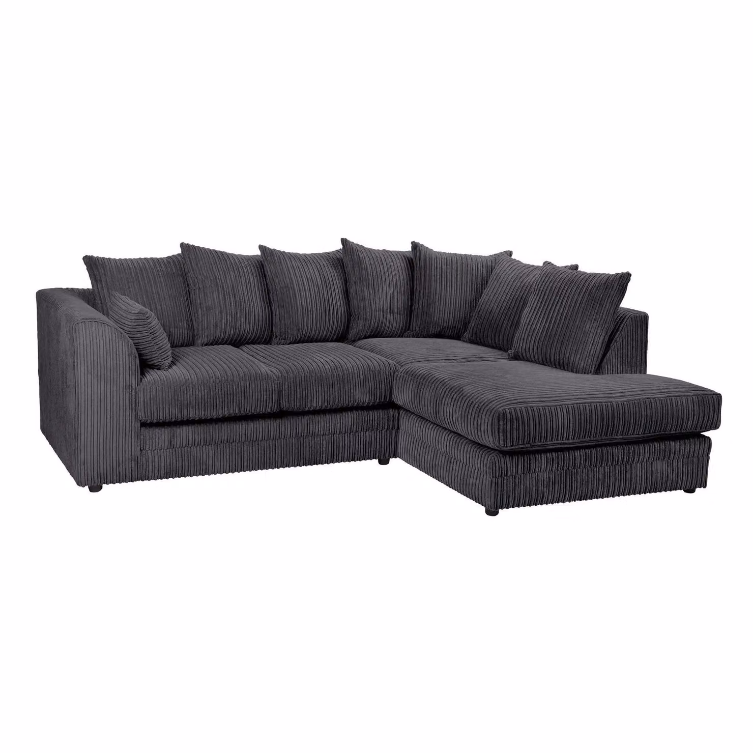 LUXURY LIFE Dylan Right Hand Facing Corner Sofa in Black Jumbo Cord Fabric – 2