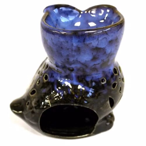 KDMD Classic Rustic Ceramic Owl Side-on Tealight Oil Burner in Brown and Multicolour – 4