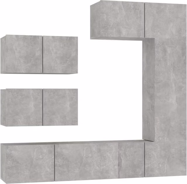 Berkfield Home 6 Piece Classic TV Cabinet Set in Matt Grey Engineered Wood