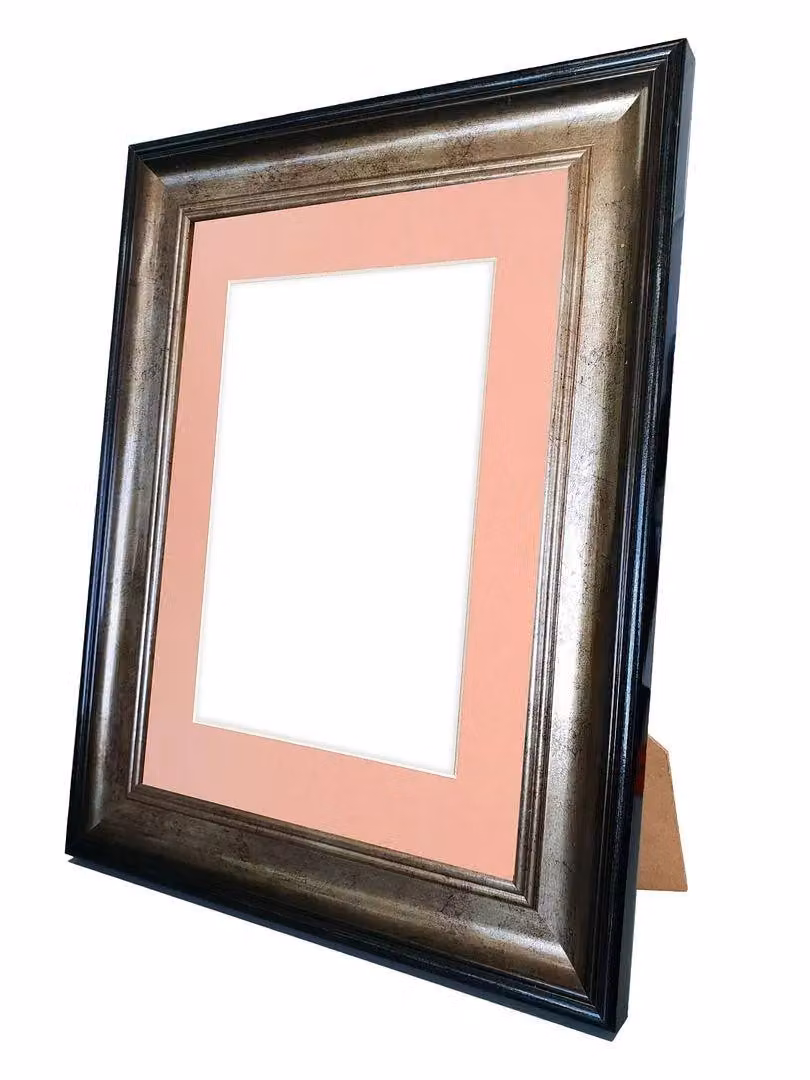 Frames & Mirrors 4U Scandi Rectangular Single Picture Frame in Black and Gold with Pink Mount for 10 x 4 Inch Images – 3