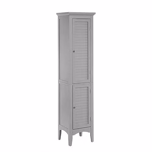 Teamson Home Glancy Tall Wooden Bathroom Cabinet in Grey with Internal Shelves and Hinged Doors H 160 x W 38.1 x D 33 cm – 2