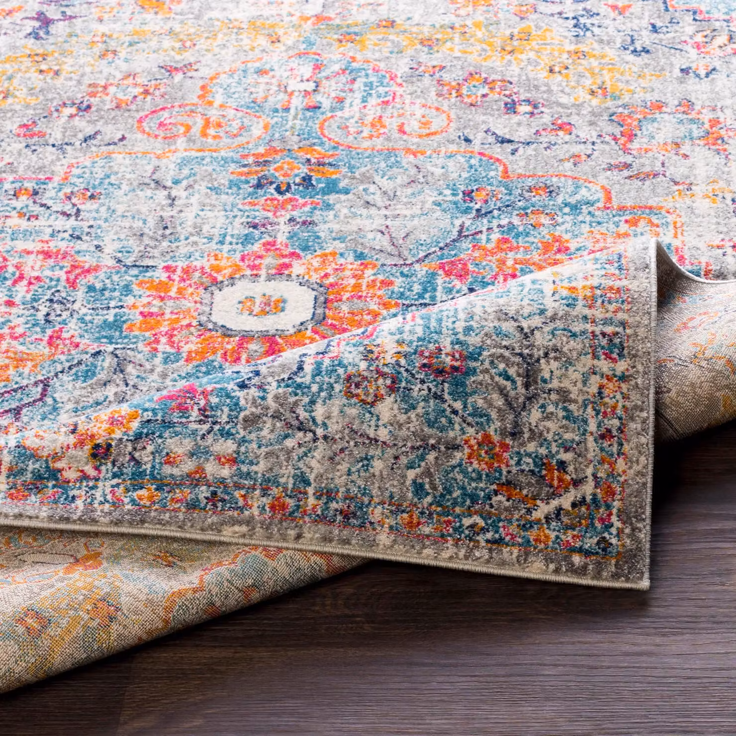 Livabliss Harput Vintage Boho Living Room Rug in Petrol Multicolour, W: 140 cm, L: 200 cm – 3