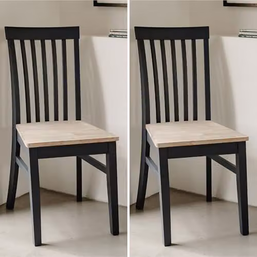 Statement Furniture Florence Highback Dining Chairs with Acacia Wood Seat, Set of 2, Blue, W45 x D53 x H94 cm – 5