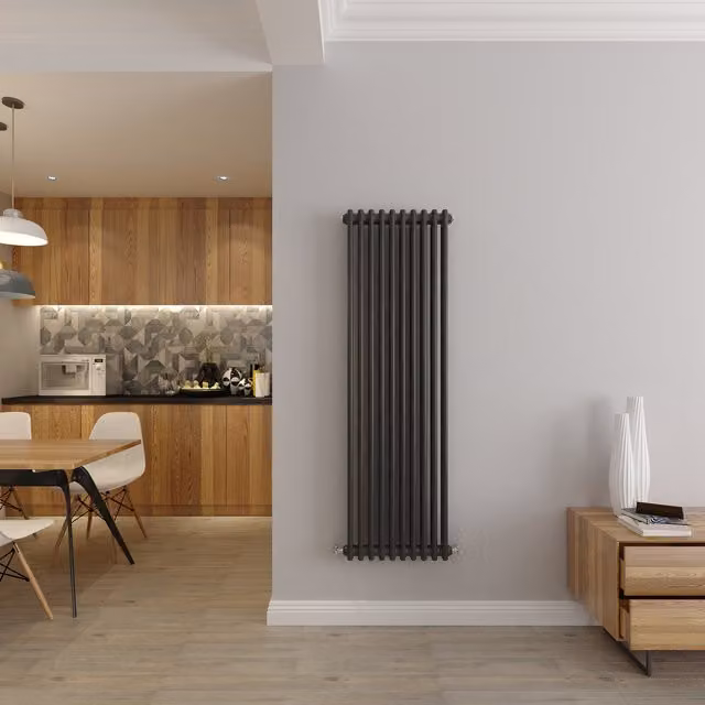 AicaBathroom Vertical Traditional Cast Iron Style 2 Column Steel Radiator in Anthracite, H 150 cm x W 47 cm