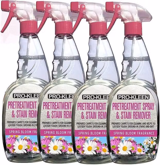 ProKleen Carpet and Upholstery Pre-Treatment and Stain Remover Spray, 4 x 750ml, White