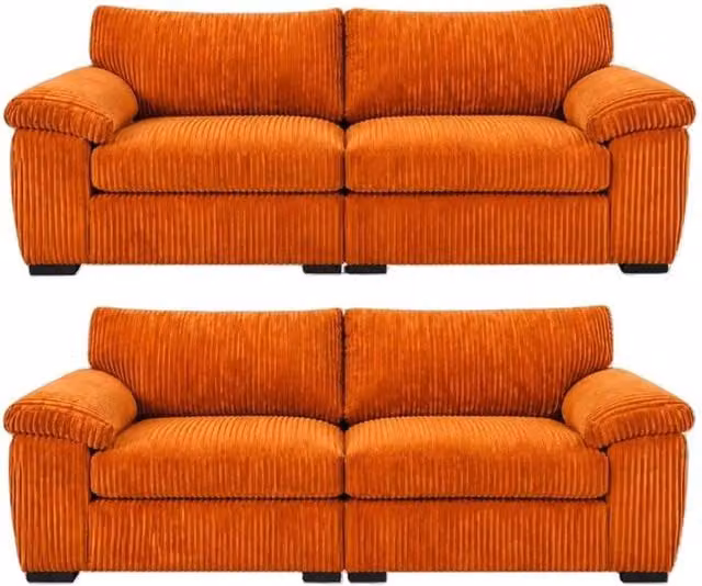 Bliss Furniture Amalfi 3+2 Seater Split Sofa Set in Orange Soft Fabric