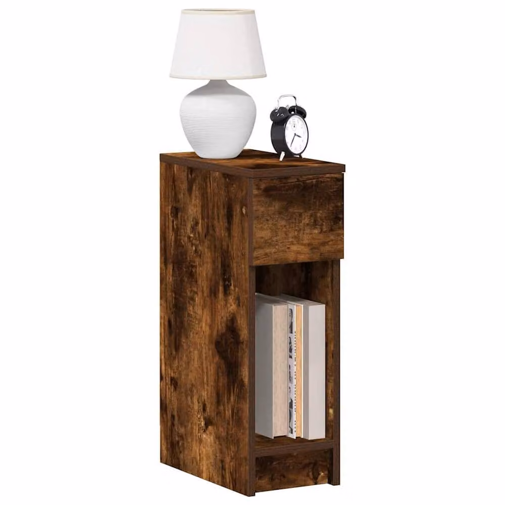 Berkfield Home Set of 2 Durable Bedside Cabinets with Drawer in Smoked Oak Brown, W/D/H: 20 x 36 x 60 cm – 1