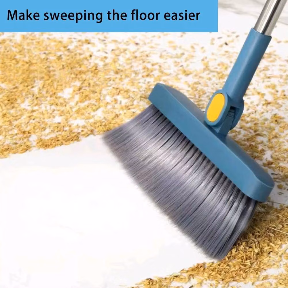 NESTLUNE Long Handled Metal Dustpan and Brush Set with Scraper in Blue, W/D/H: 100 x 15 cm – 4