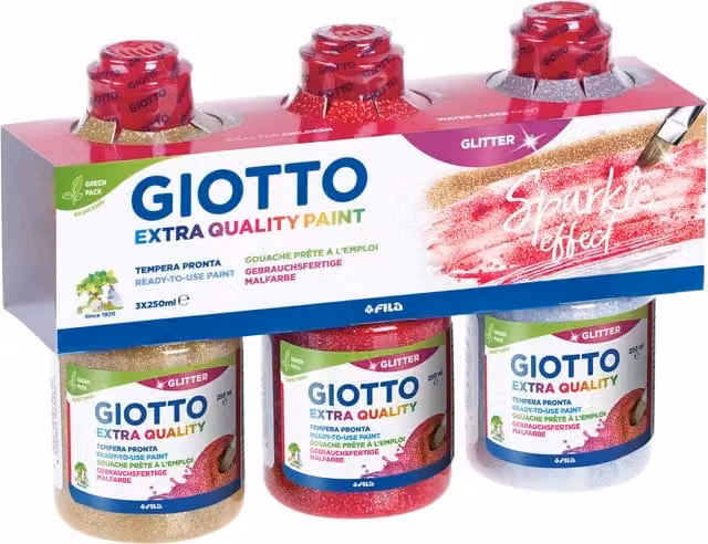 Giotto Extra Quality Paint Glitter Set, Gold, 3 x 250ml