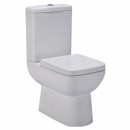 Balterley Close Coupled Ceramic Toilet with Cistern and Square Seat Pan in White, W/D/H: 38.0 x 58.5 x 82.5 cm