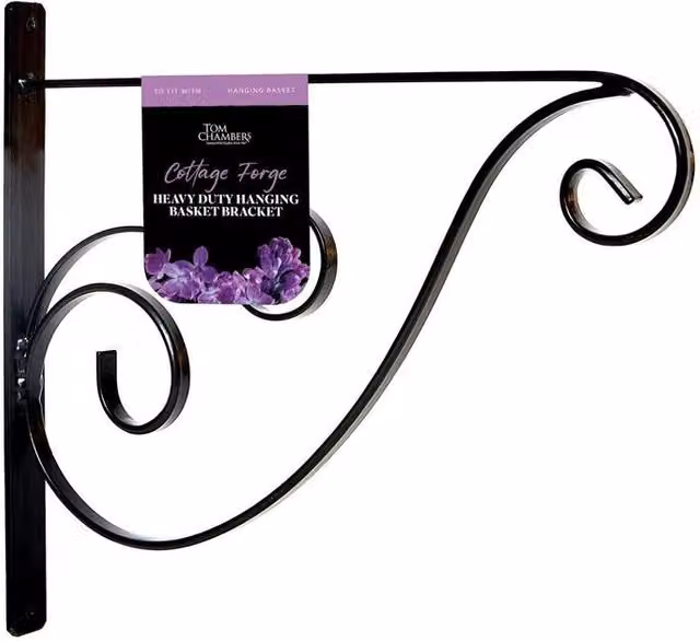 Tom Chambers Cottage Forge Heavy Duty Hanging Basket Bracket, Black, 35 cm