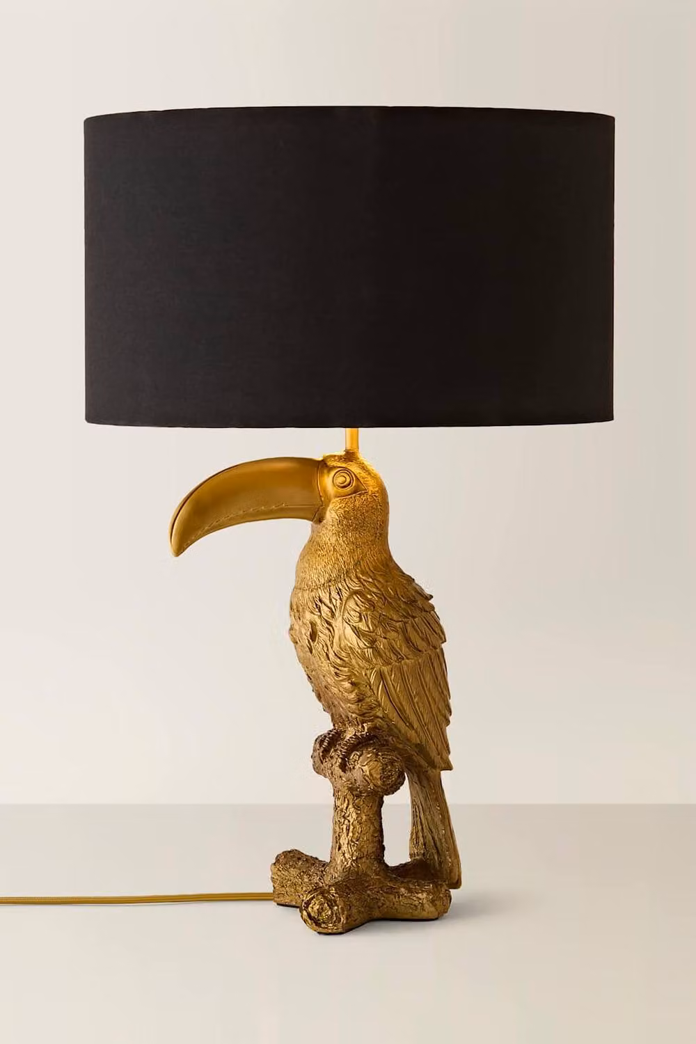 ValueLights Tuki Toucan Brushed Bronze Table Lamp with Black Velvet Drum Shade – 3