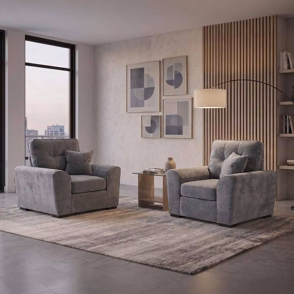 Furnishings For Less UK Montford Grey Fabric High Back Single Seater Armchair – 2