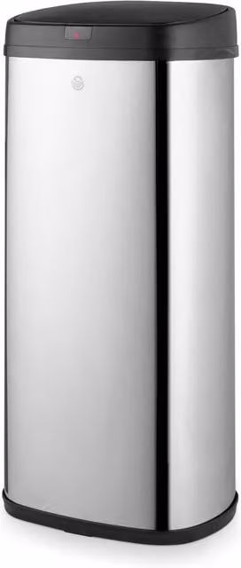 Swan 50L Square Stainless Steel Sensor Bin in Black