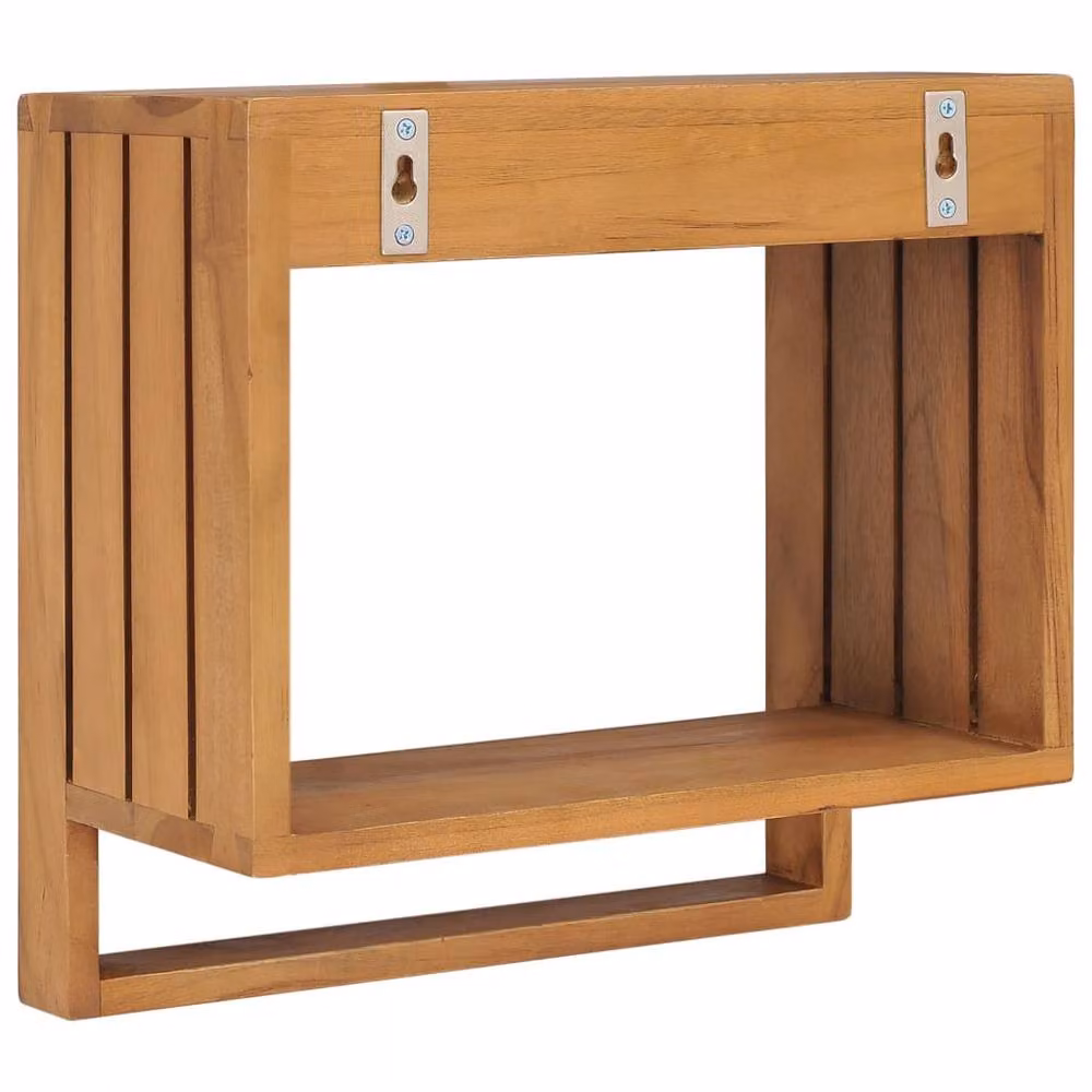 Berkfield Home Wall-mounted Teak Wood Towel Rack in Brown, W/D/H: 35 x 20 x 35 cm – 3