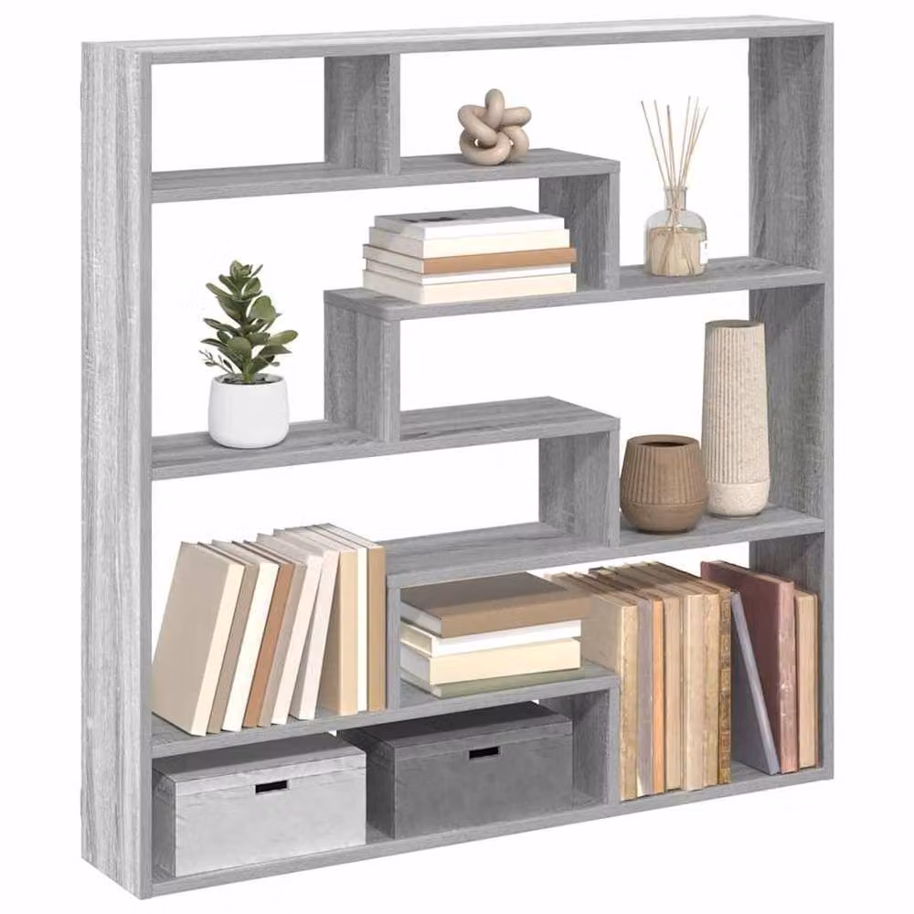 Berkfield Home Wall Mounted Cube Shelf with 7 Compartments in Grey Sonoma Engineered Wood – 2