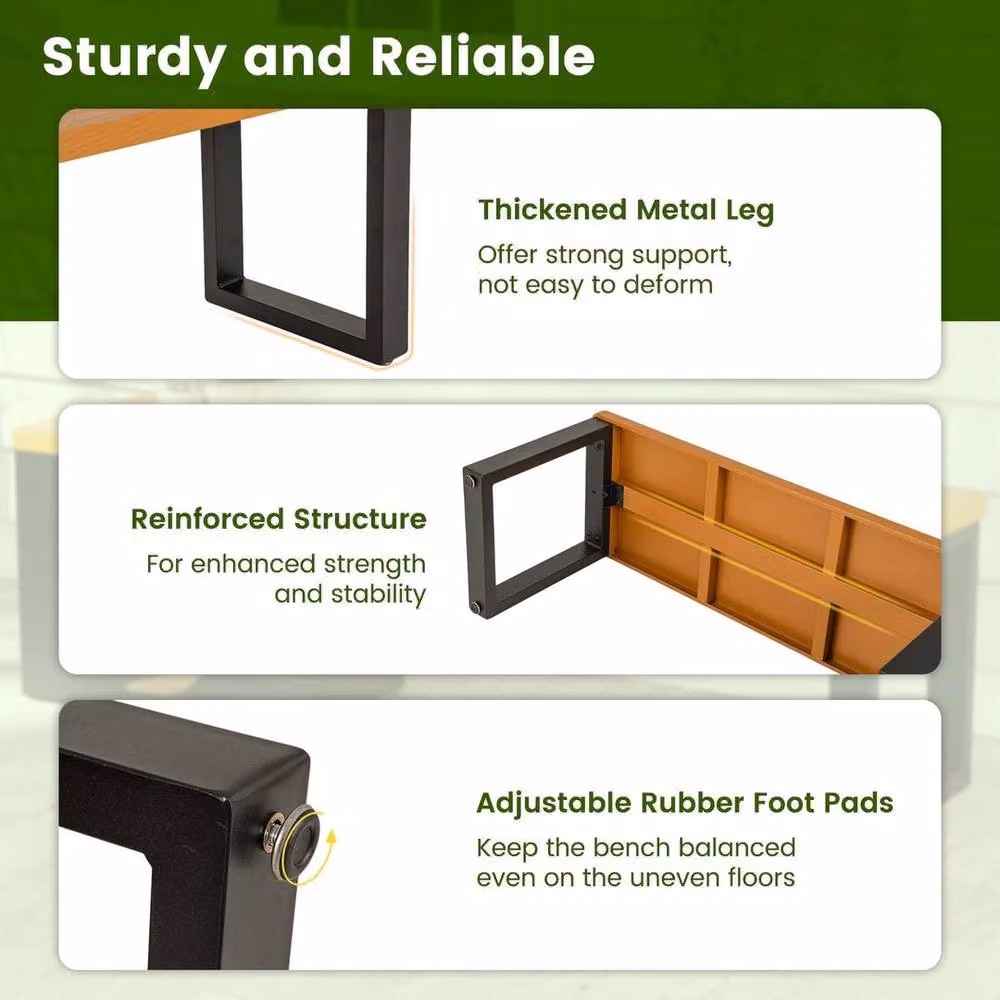 KORVIXA Brown Metal Outdoor Garden Bench – 5