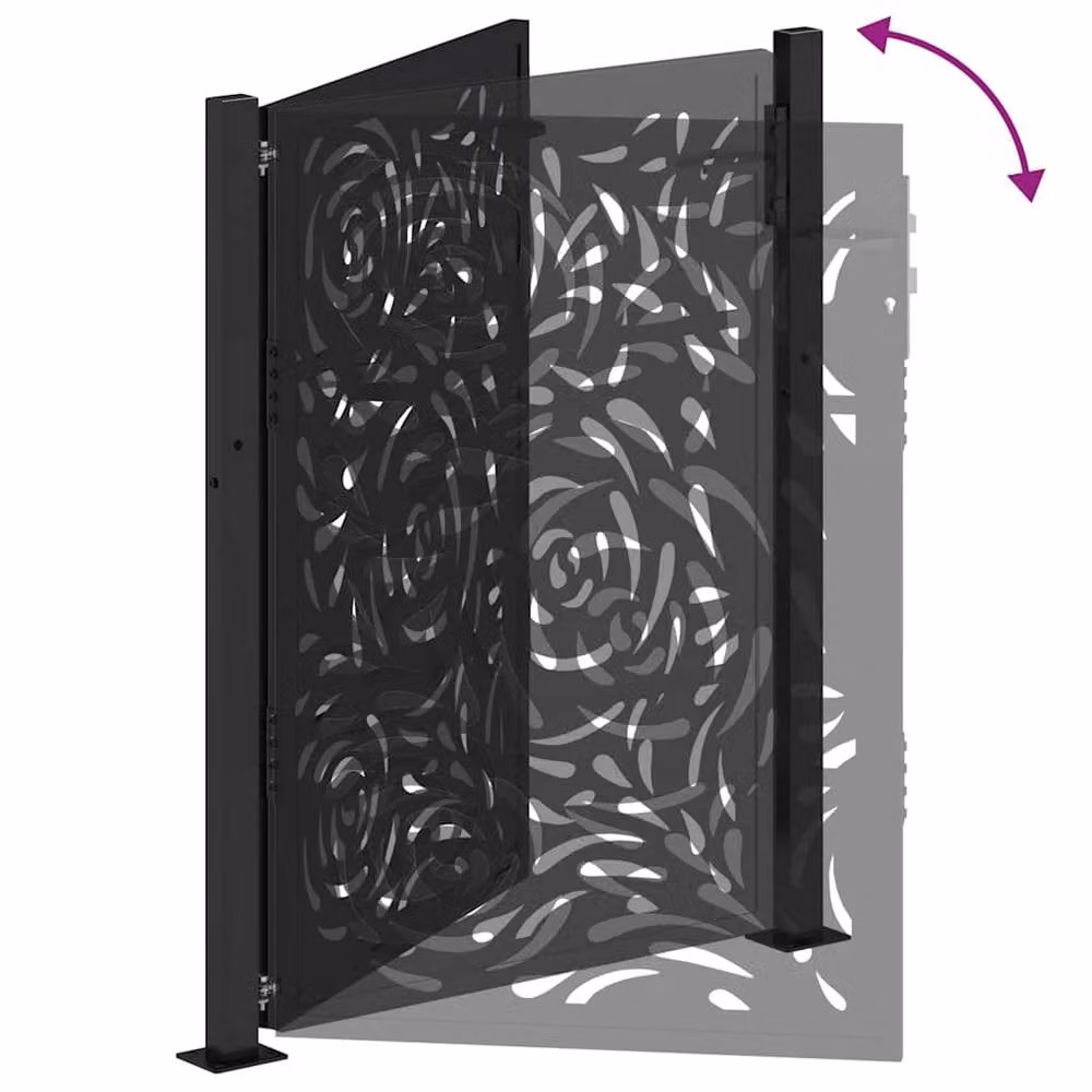 Berkfield Home Beautiful Garden Gate in Black Steel with Flame Design, W: 105 cm, H: 130 cm – 5