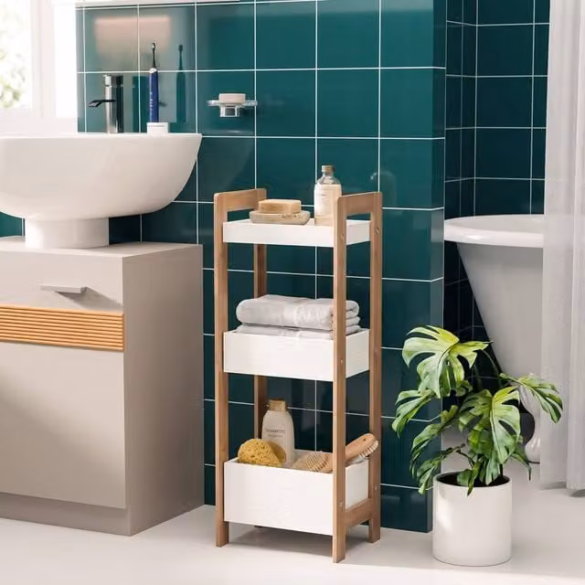 STILVORA 3-Tier White Freestanding Bathroom and Kitchen Rack with Shelves