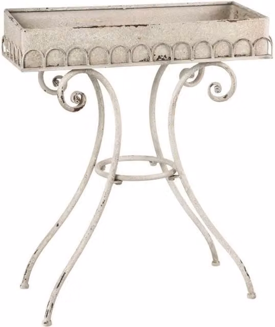 Minster Stylish Living Ltd Shabby Chic Metal Decorative Table in Beige, W/D/H: 25 x 25 x 65 cm