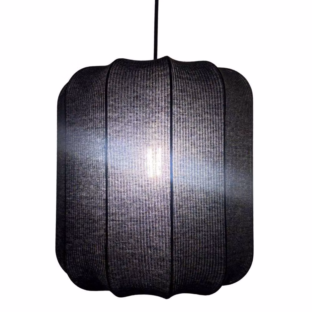 CGC Lighting Black Cylinder Ribbed Stretch Cotton Fabric Lampshade – 7
